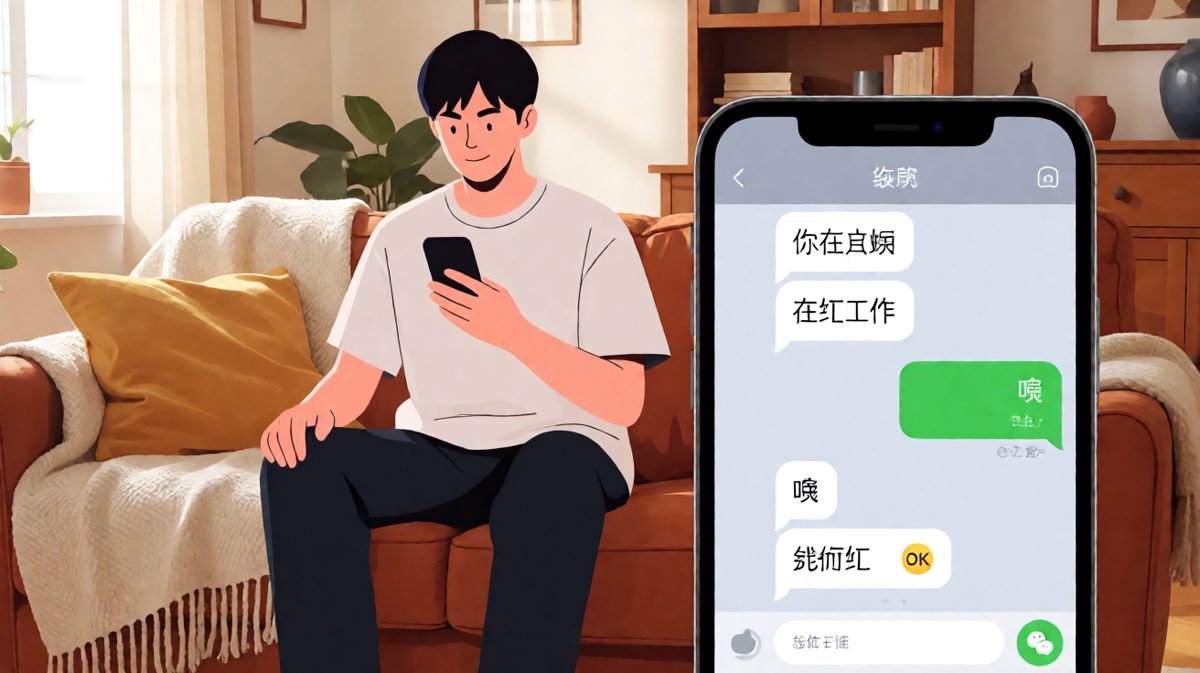 男生假装忙工作，结果全程只回两个字