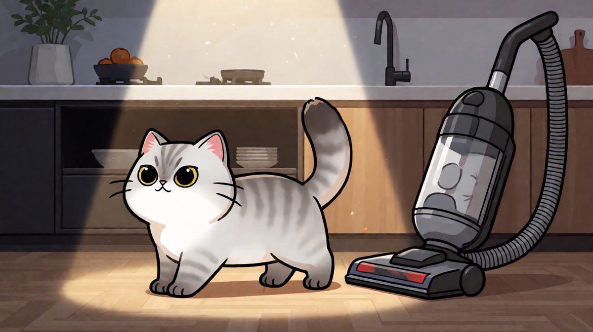 猫咪：这是什么怪兽！妈妈救命啊！