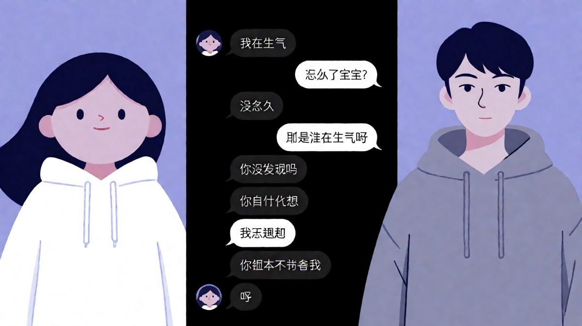 女生连发'我在生气'，男生一路懵圈最后只敢发问号，笑死