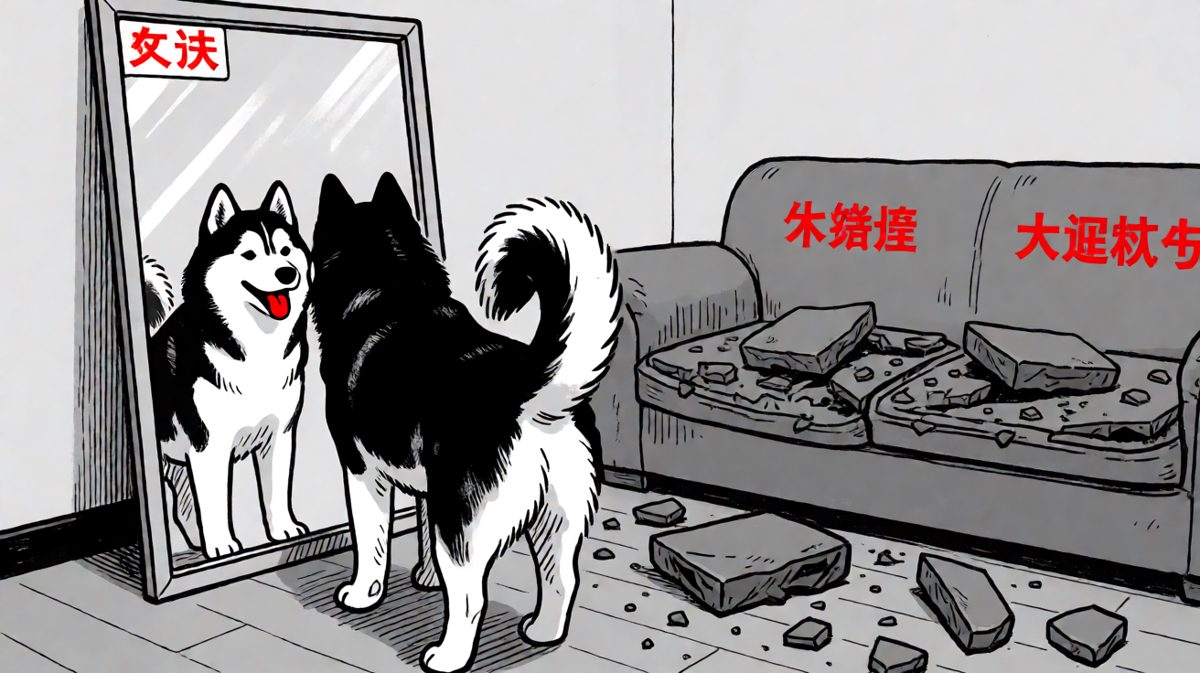二哈与自己的战争：镜子里那狗是谁！
