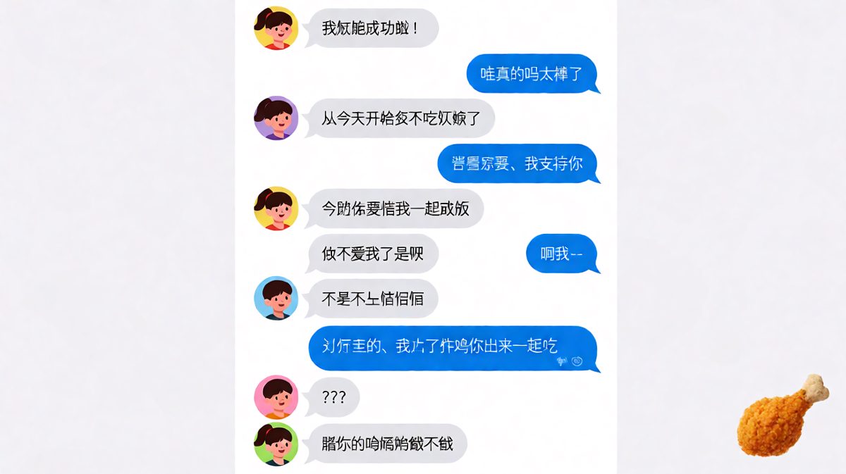 减肥宣言秒变诱敌战术，男生彻底被套路。