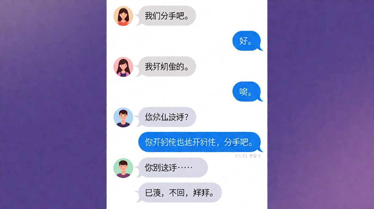 男生拿分手开玩笑，被女生用魔法打败魔法