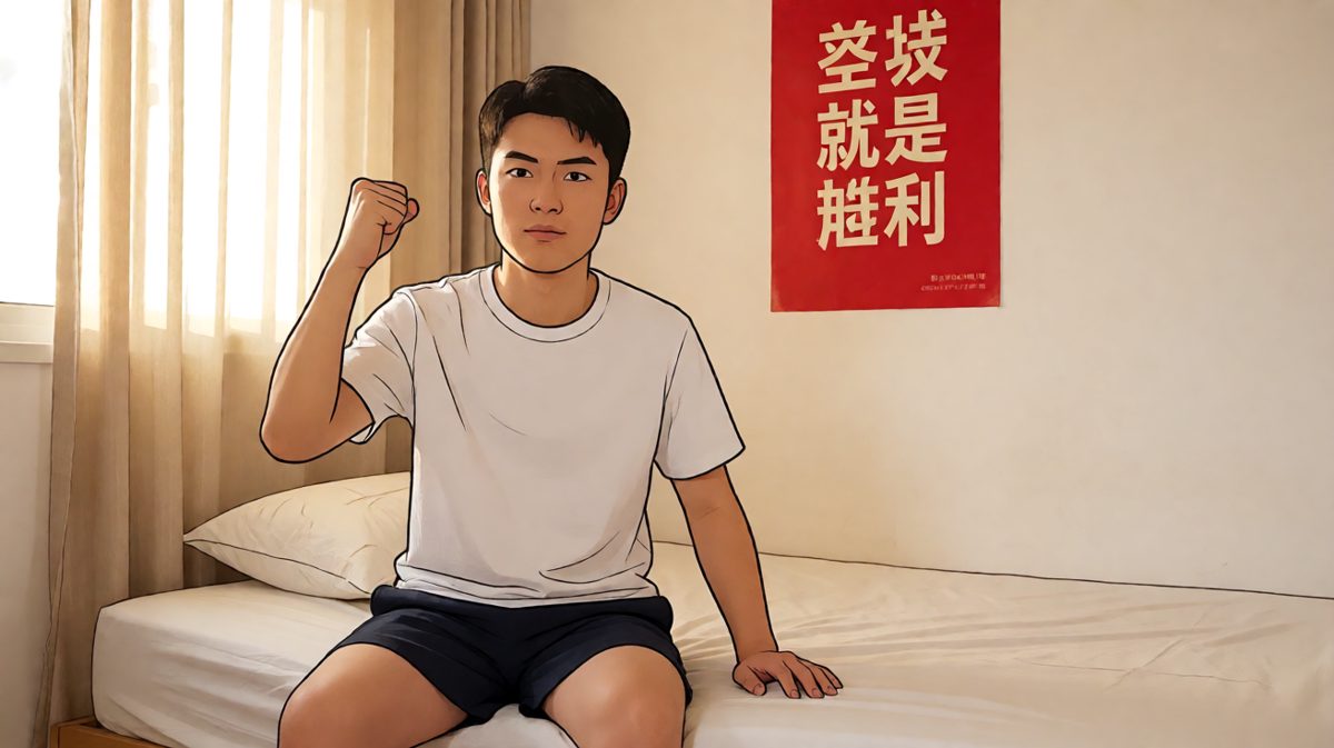 闹钟响起，立志开始新生活的早晨。