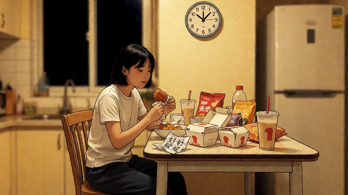 深夜的厨房，零食外卖彻底击溃了减肥的决心。