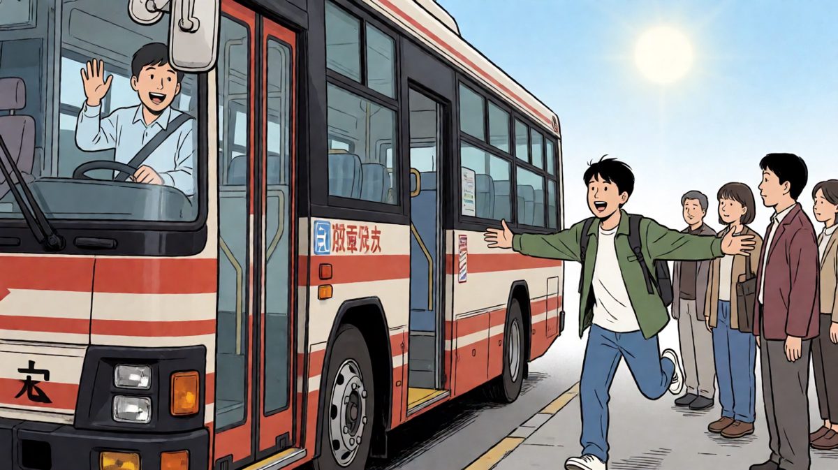 眼睁睁看着公交开走……