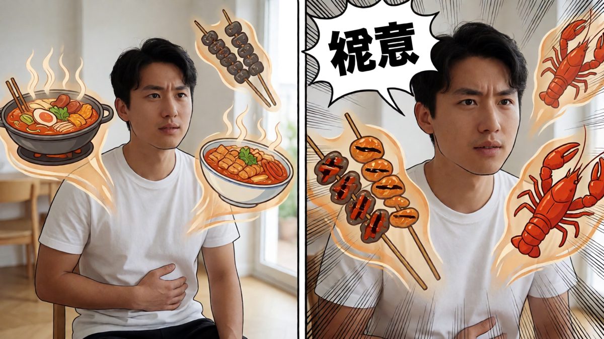 肚子造反，意志力崩塌。