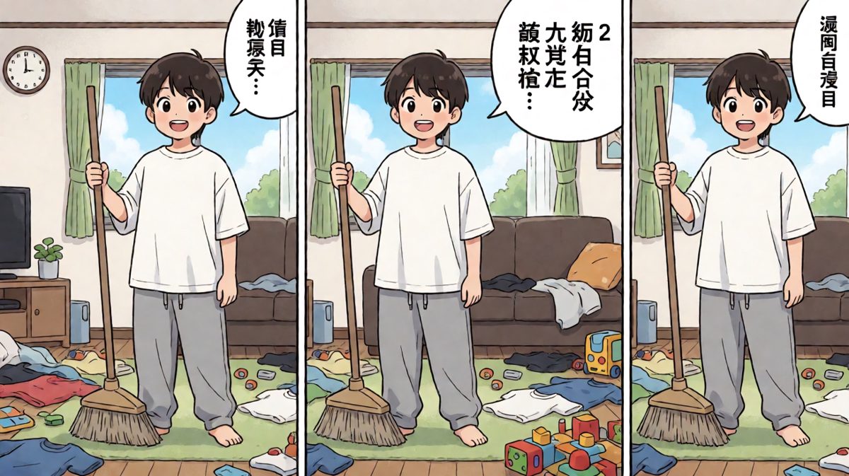 周六早晨，雄心万丈地宣布要大扫除！