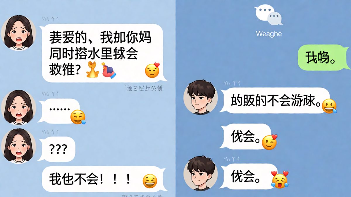 男生的回答看似渣其实是在考游泳技能。