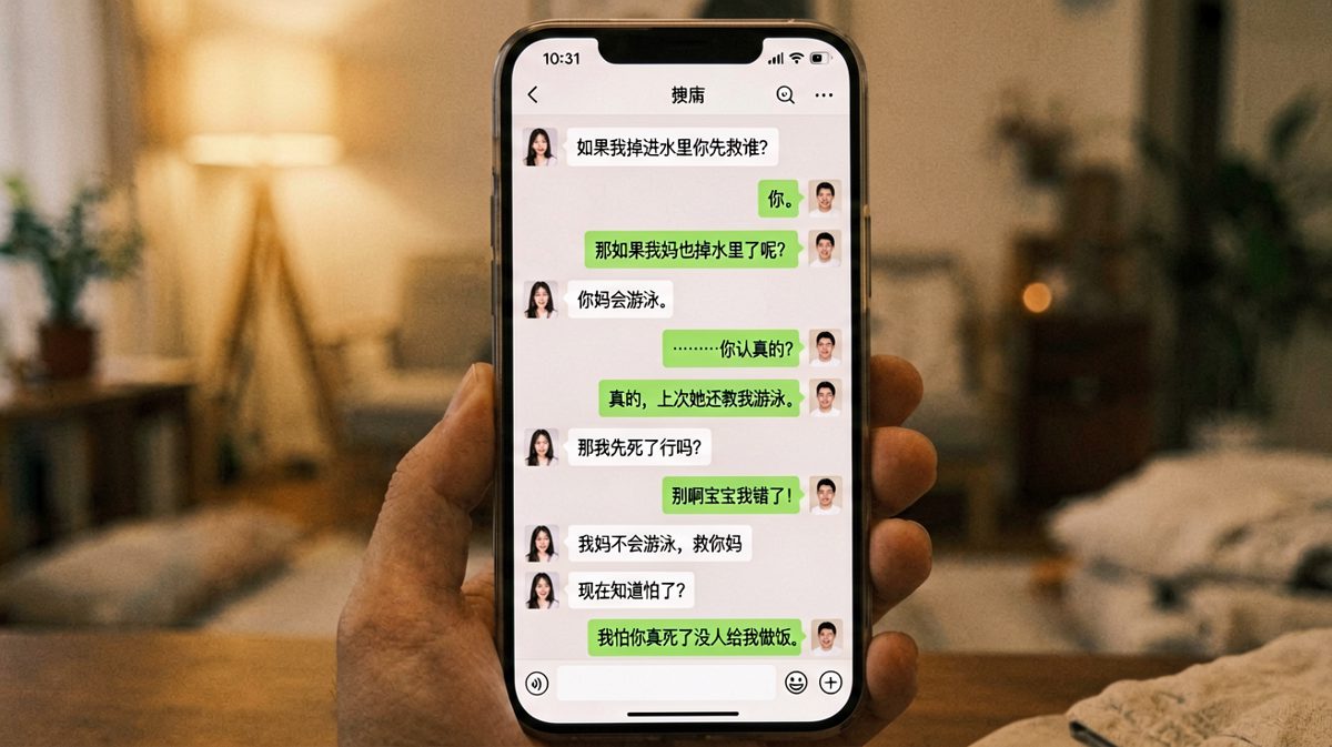 经典送命题最终被一句「没人给我做饭」完美化解。