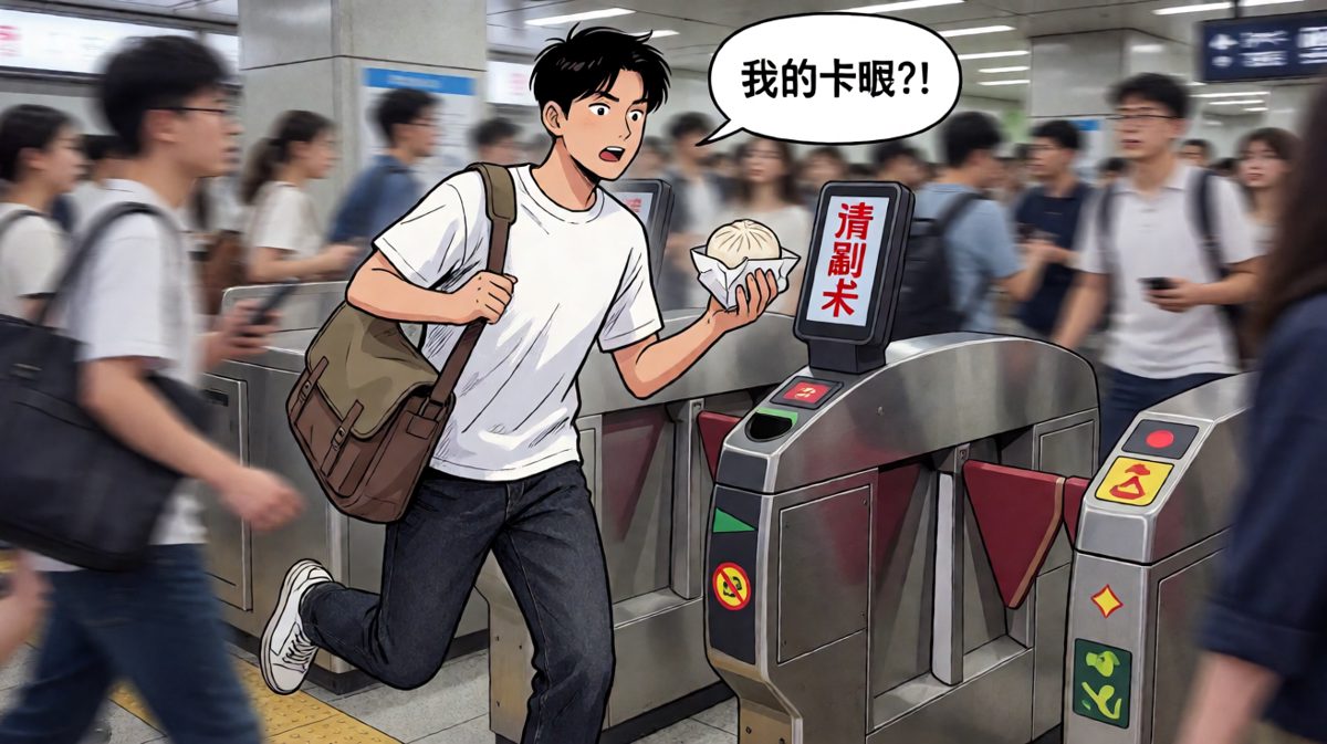 到地铁站才发现忘带交通卡。