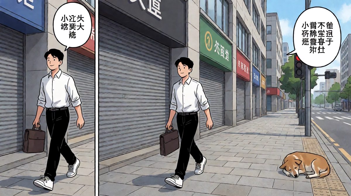 小明走在空荡荡的街上，丝毫没察觉不对