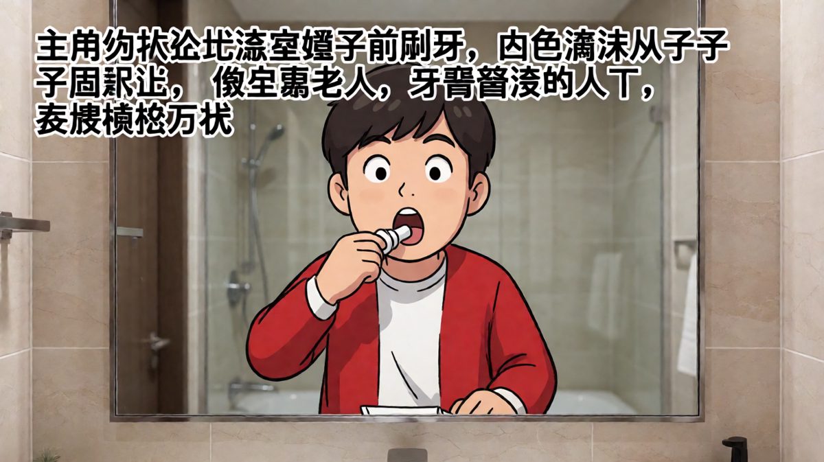 刷牙刷成了雪人，镜子里的自己吓了一跳