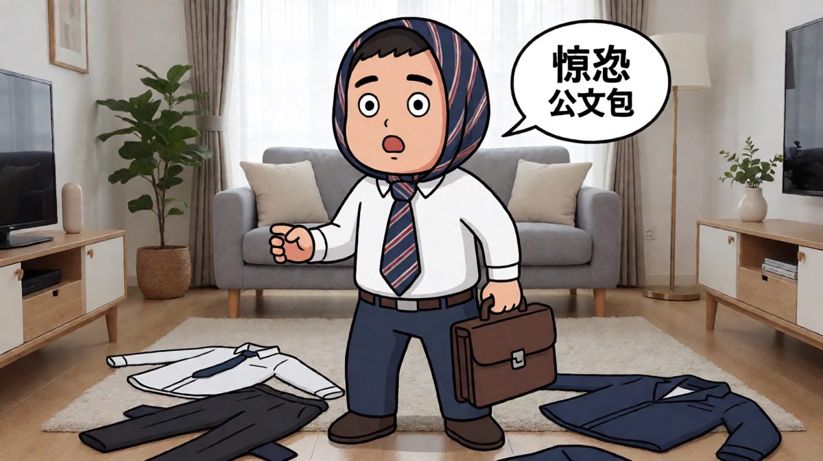 想系个领带，结果把自己绑架了