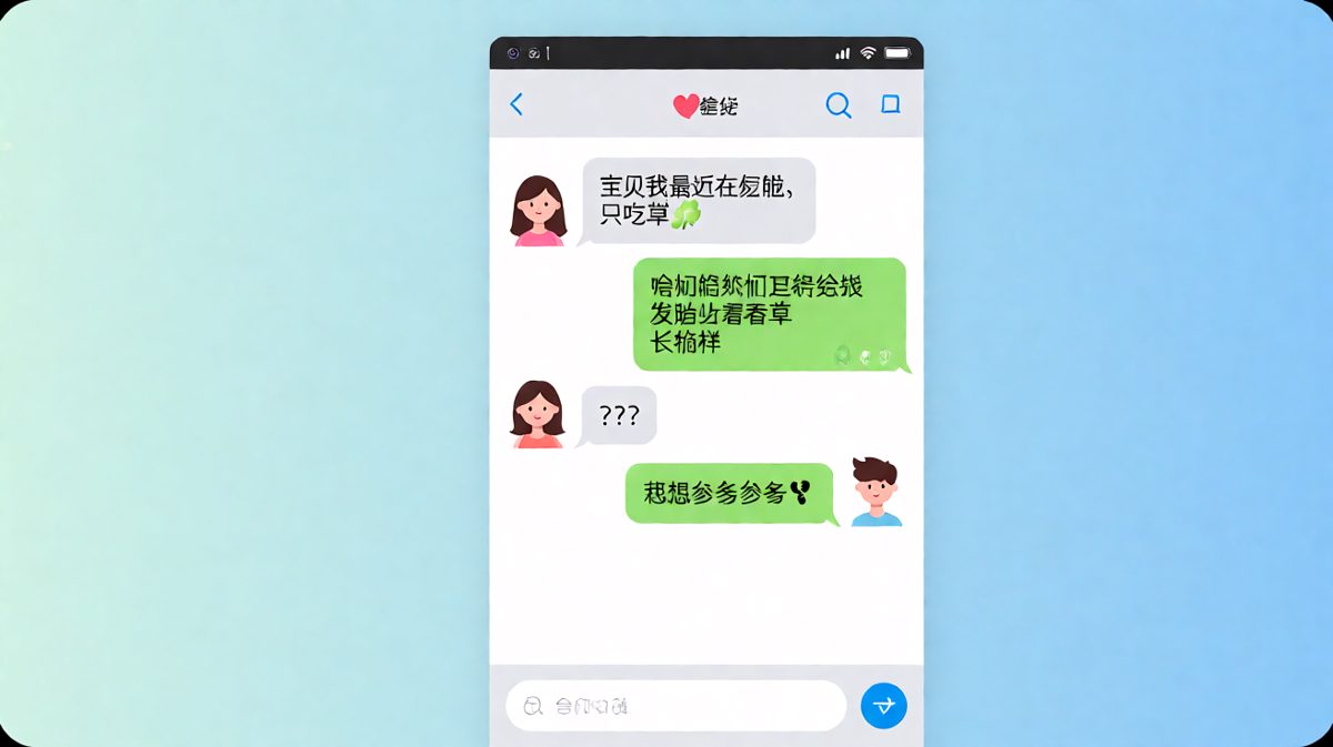 减肥只吃草，男生却想参考参考草长啥样，女生直接无语。
