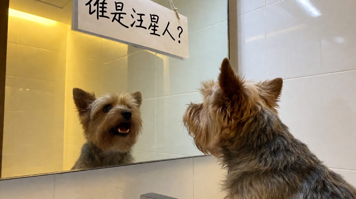 狗狗终于发现了镜子里的自己是谁。