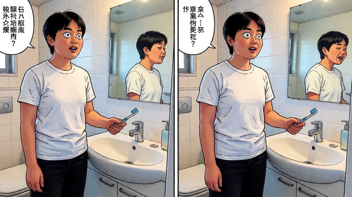 刷牙的时候，灵魂还在床上。