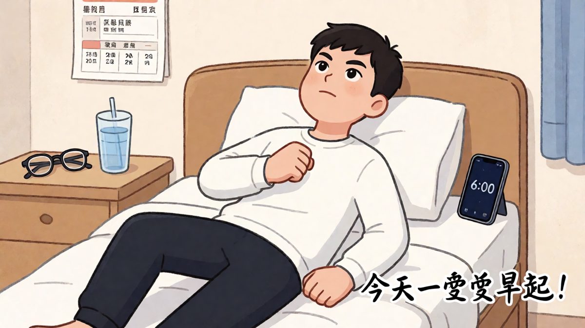 深夜立誓，雄心勃勃准备早起