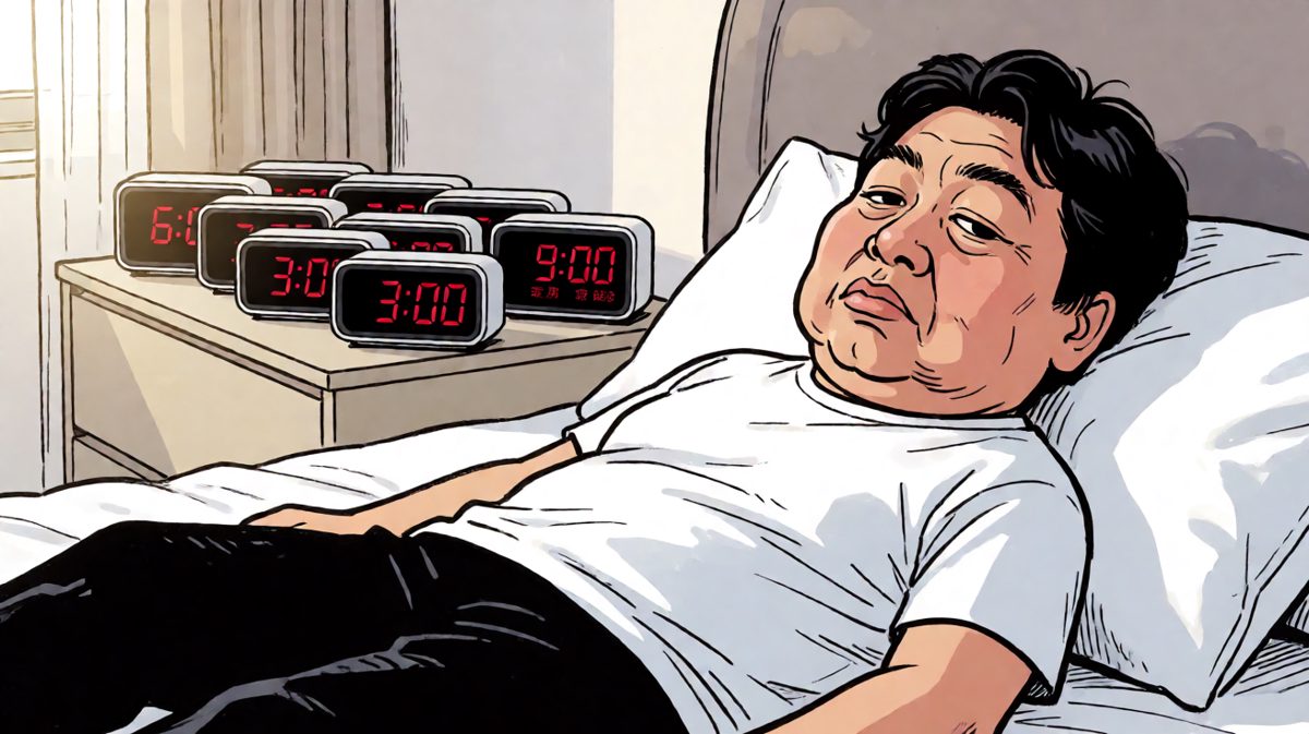 主人信心满满地设置了七个闹钟，准备今天不再赖床。