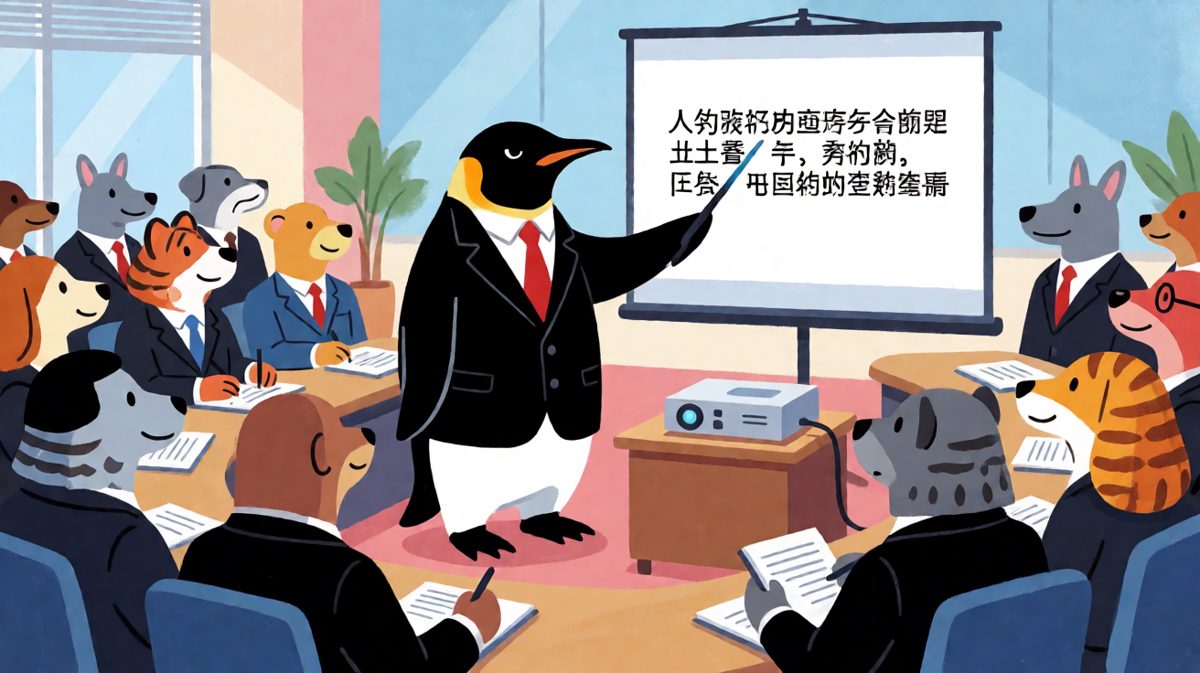 企鹅CEO正在做年终总结PPT