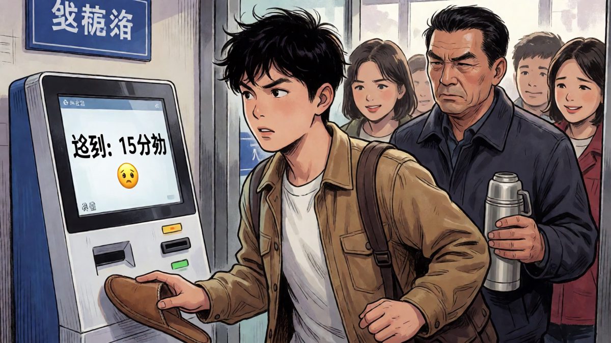 滴——卡上了。就是姿势有点奇怪，领导你看不到我对吧？