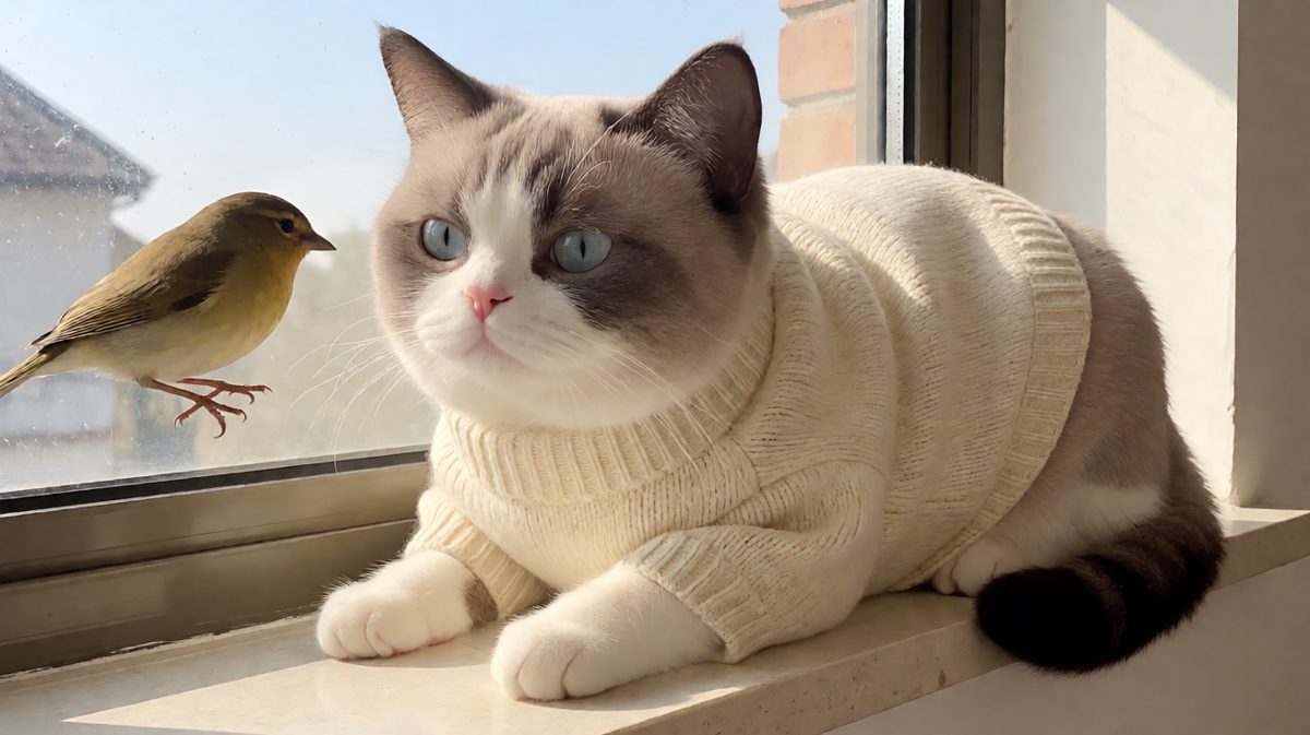 猫咪：再动一下！我保证只吓唬你一下下！