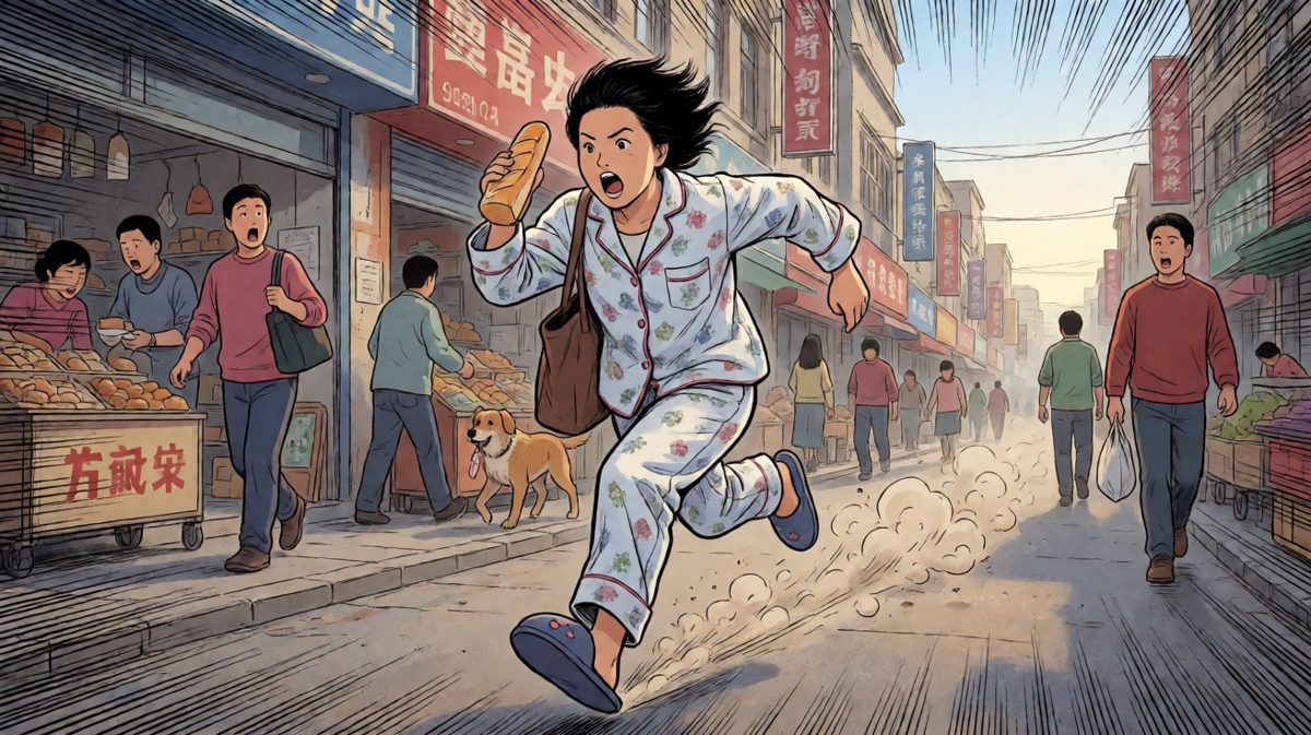 一路狂奔赶到公司楼下
