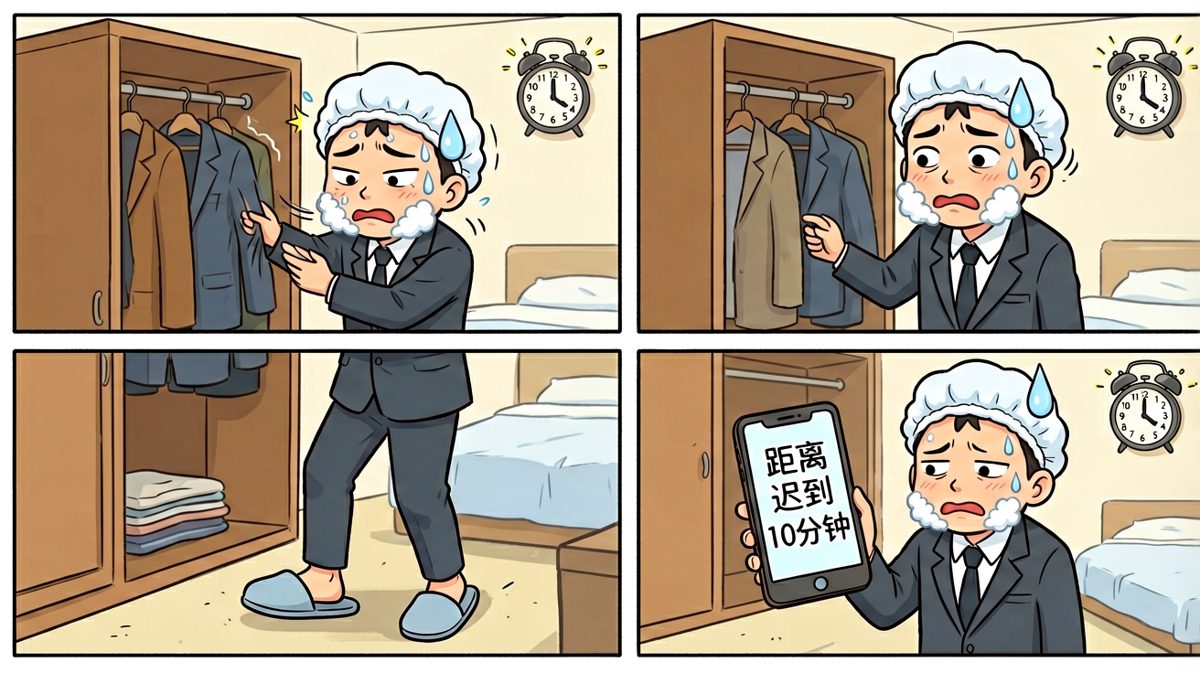 醒来时发现——闹钟设的是PM不是AM，已经迟到了！