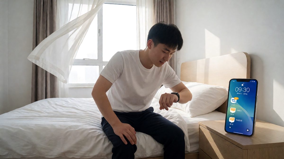 第三格：猛然惊醒，发现已经迟到。