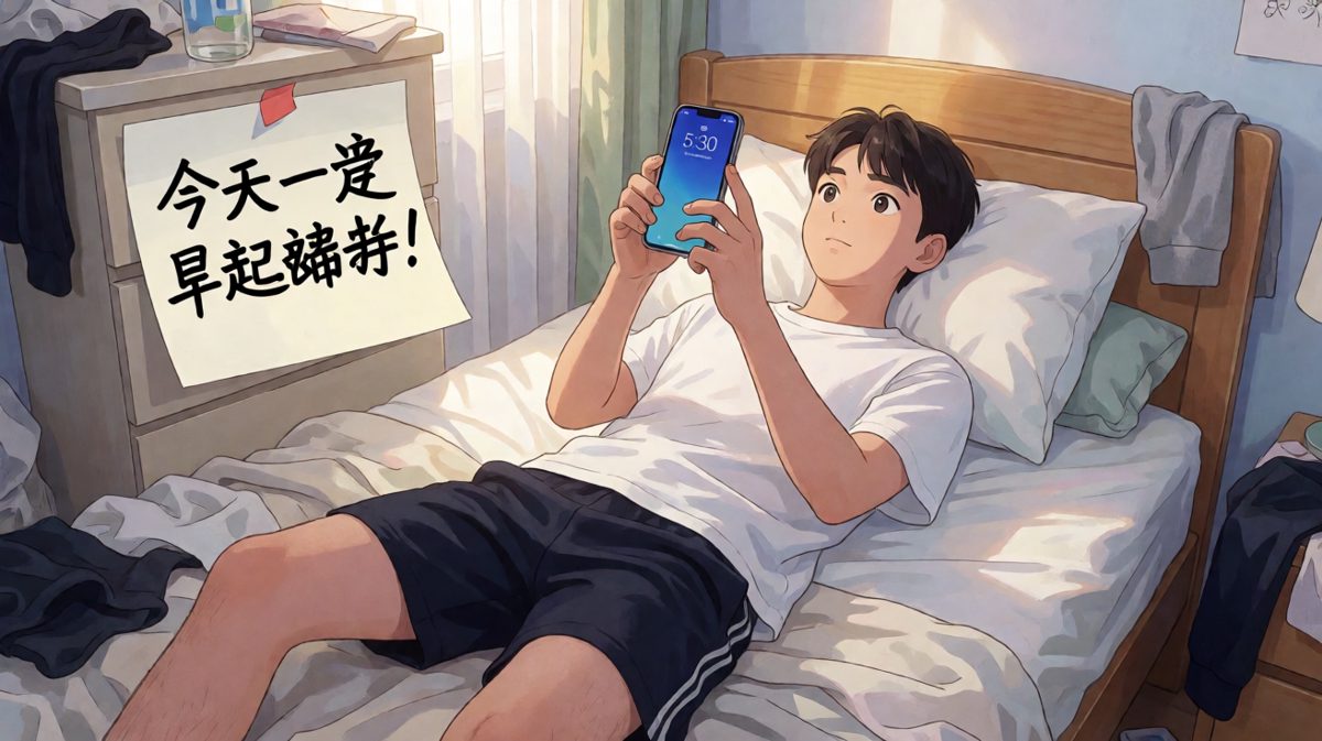 凌晨五点，主角热血沸腾立下早起flag