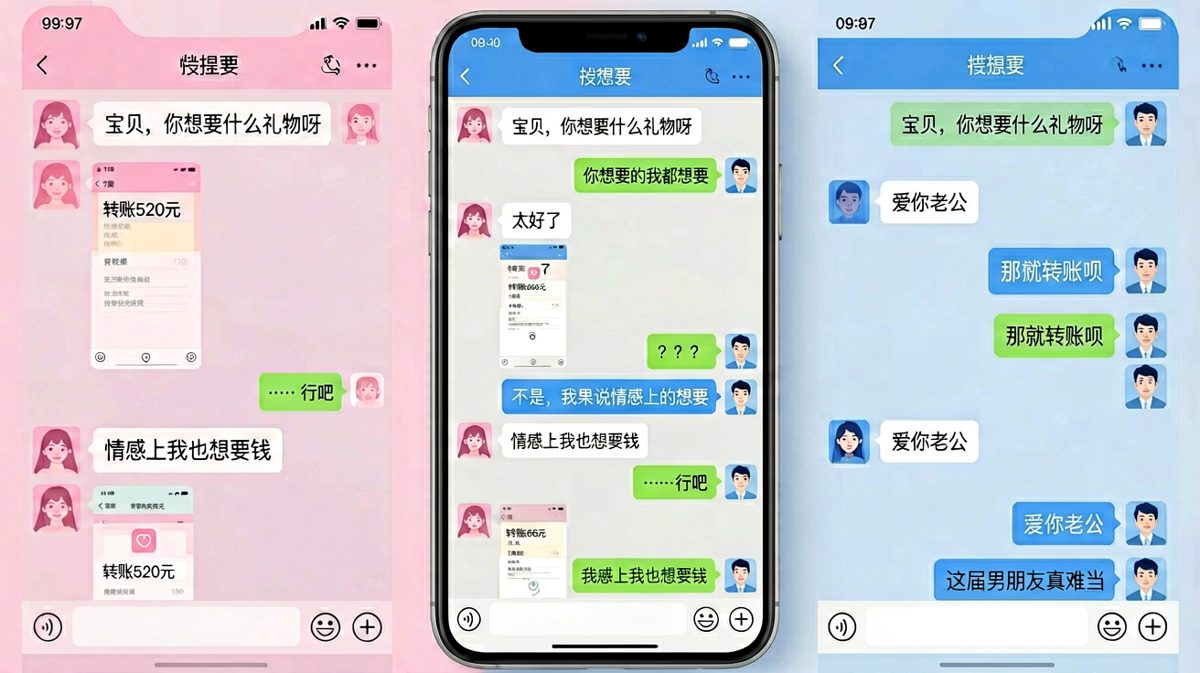 女朋友要礼物，最后变成了男朋友掏钱包的真实写照