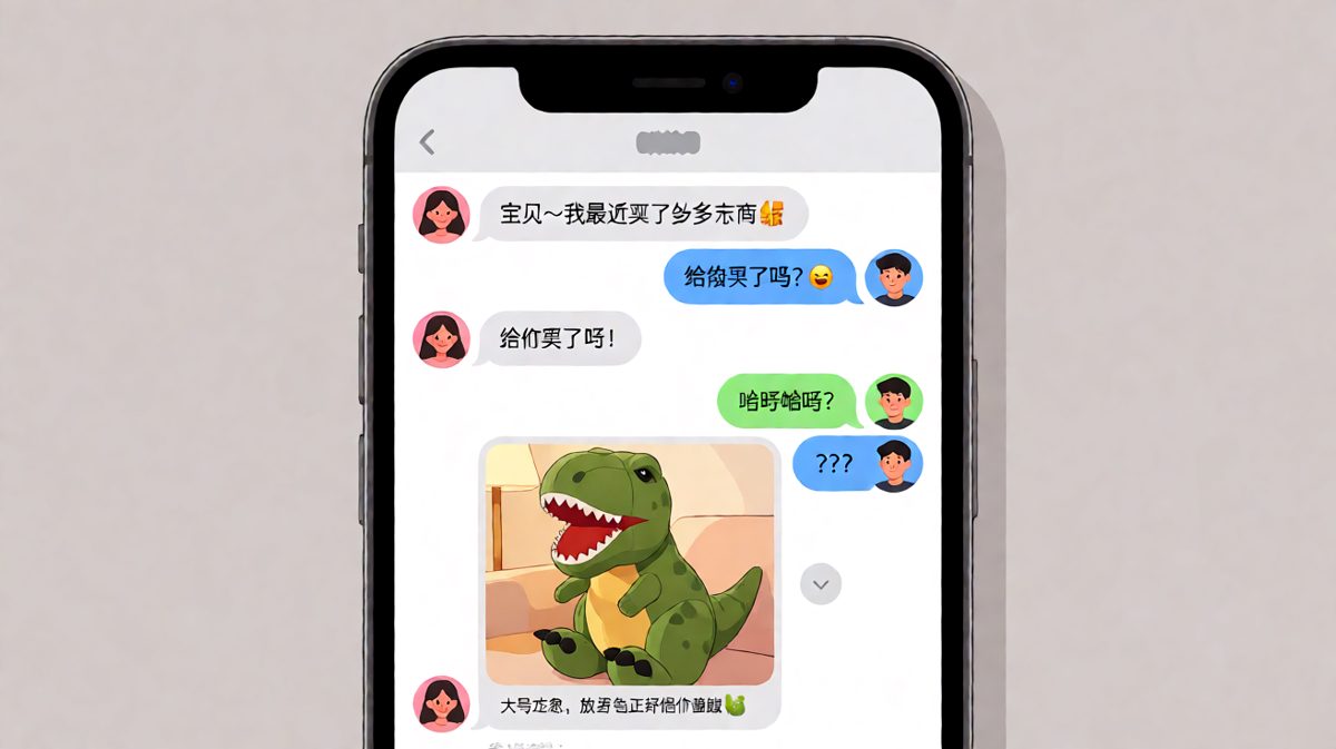 她说给她买了礼物，结果是一只比她人还大的恐龙