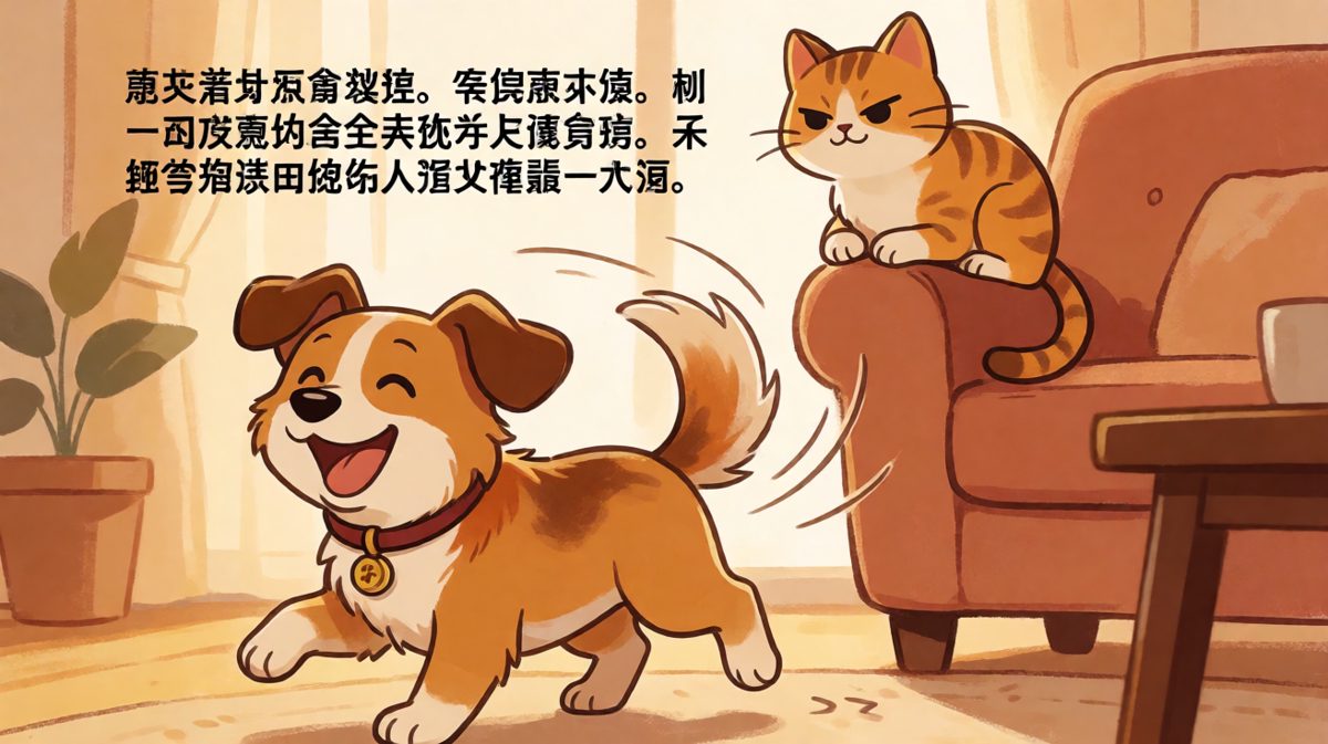 狗狗追尾巴转圈，猫咪看笑话