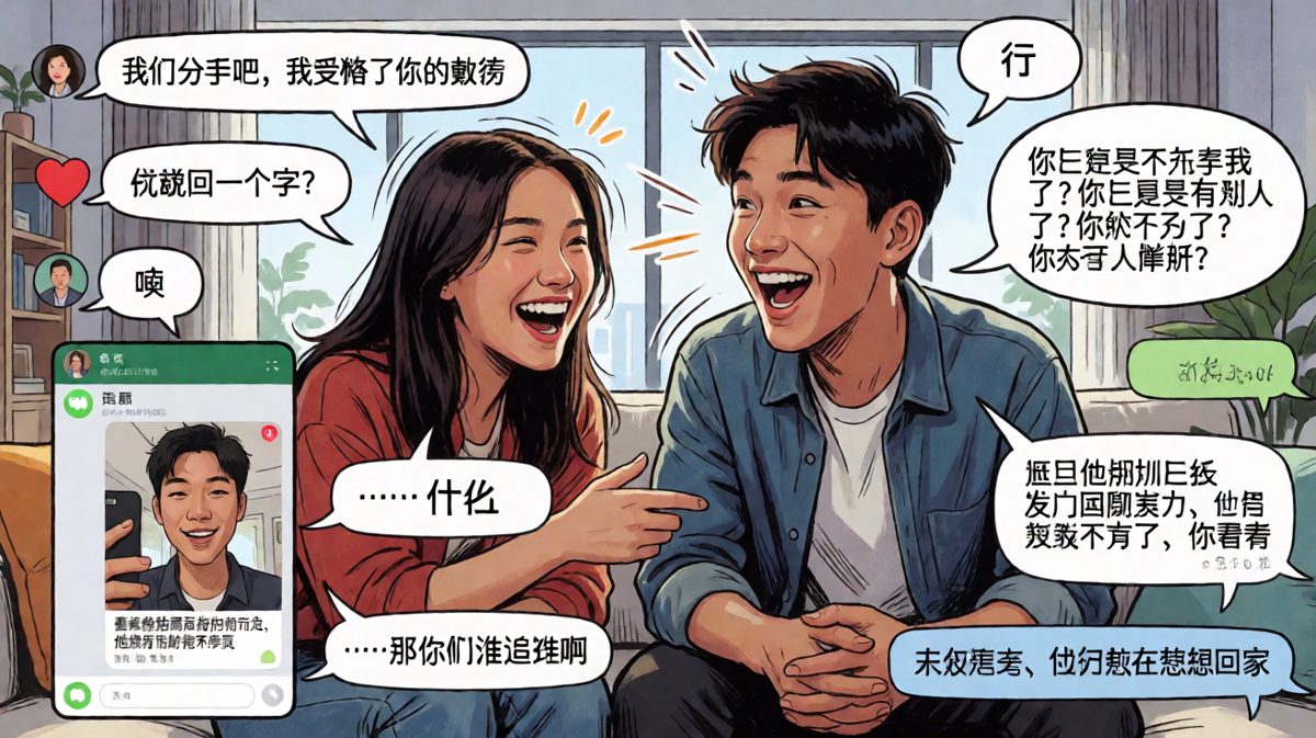 一场关于分手的严肃对话因为手机掉马桶被室友借机表白而彻底跑偏