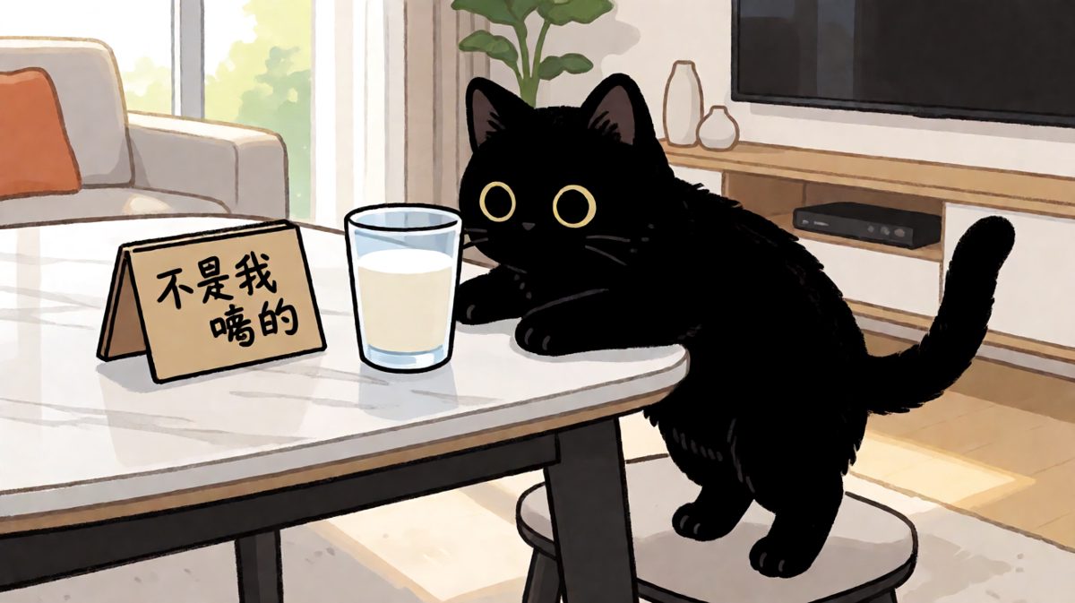 猫：这杯牛奶先自己倒的，跟我有什么关系？