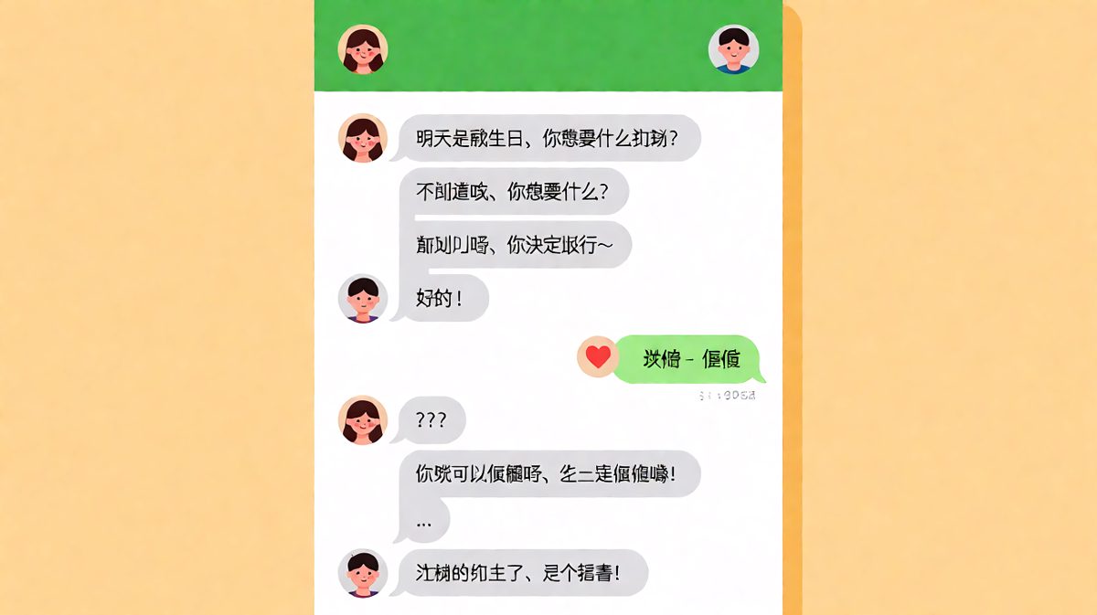 当"随便"变成了 literal 的礼物——男生用最字面的方式诠释了女生的选择困难
