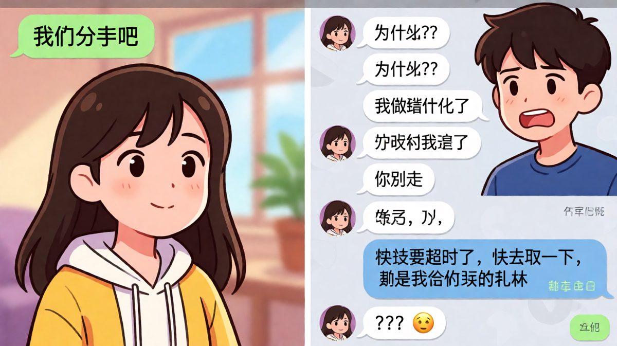 一句'分手吧'把男生吓出冷汗，结果是个乌龙