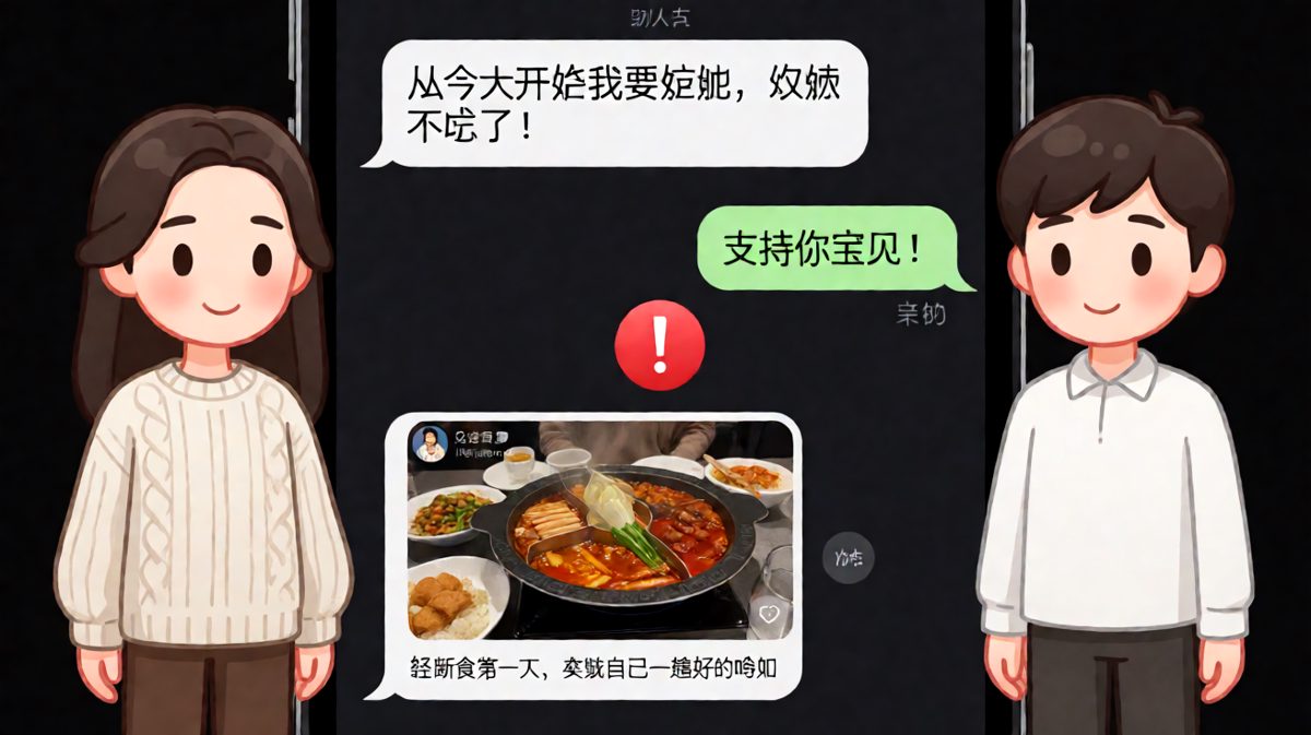 「轻断食第一天，奖励自己一顿好的」——她的减肥从晚饭开始，到火锅结束。
