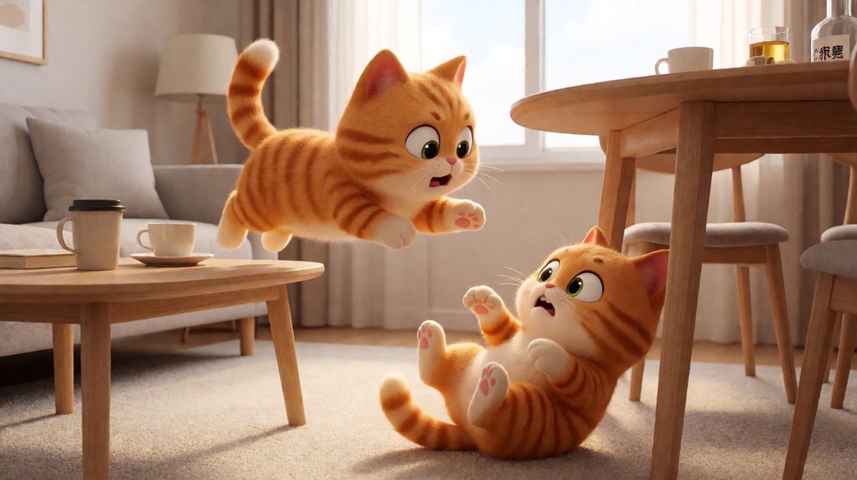 猫咪：我以为我能行，地面说：不，你不能。