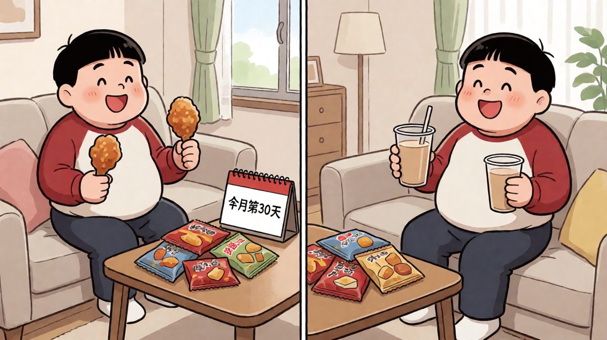 月底，体重：稳如泰山，心满意足。