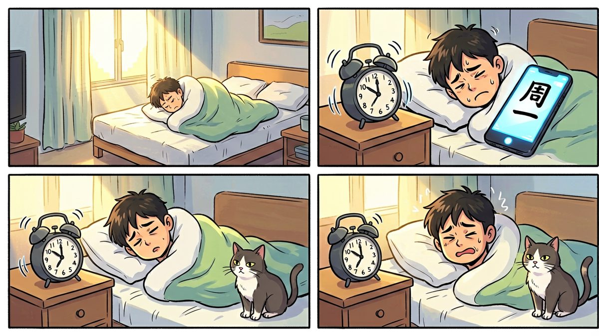 闹钟响了，但周一太难接受了