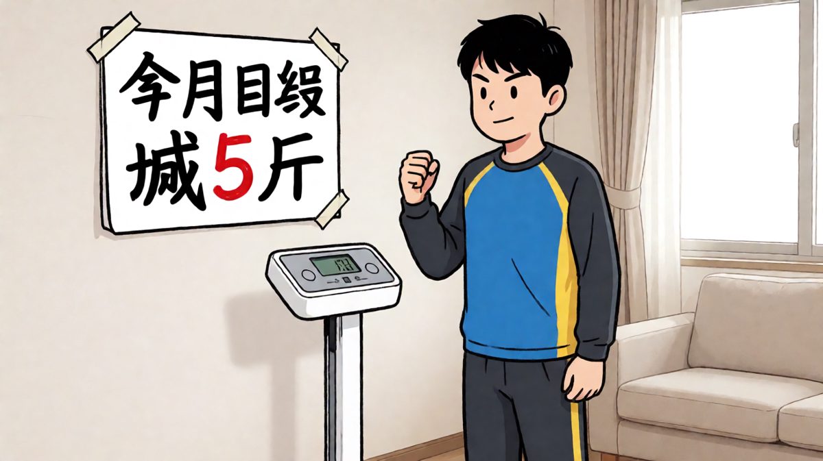 主角下定决心开始减肥，气势满满。