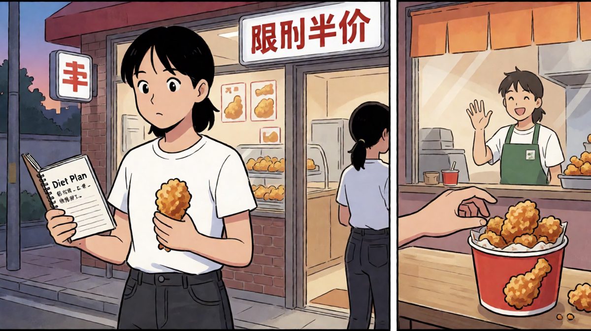 第三天，路过炸鸡店……