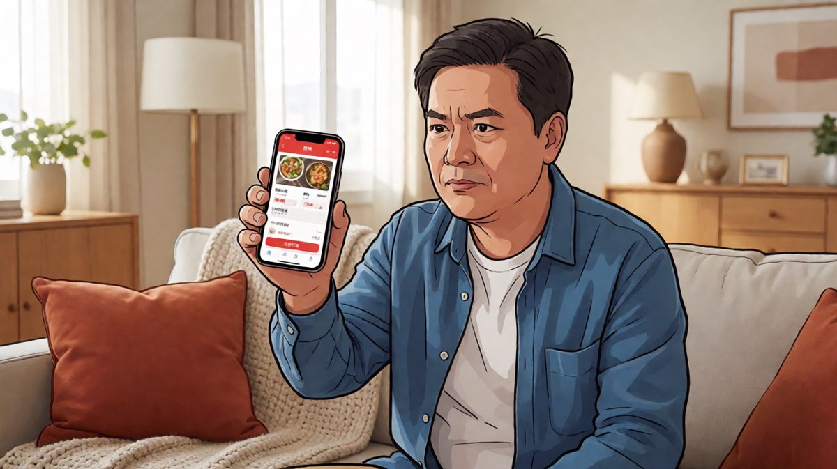 主人公打开外卖APP，开始了一场艰难的抉择。