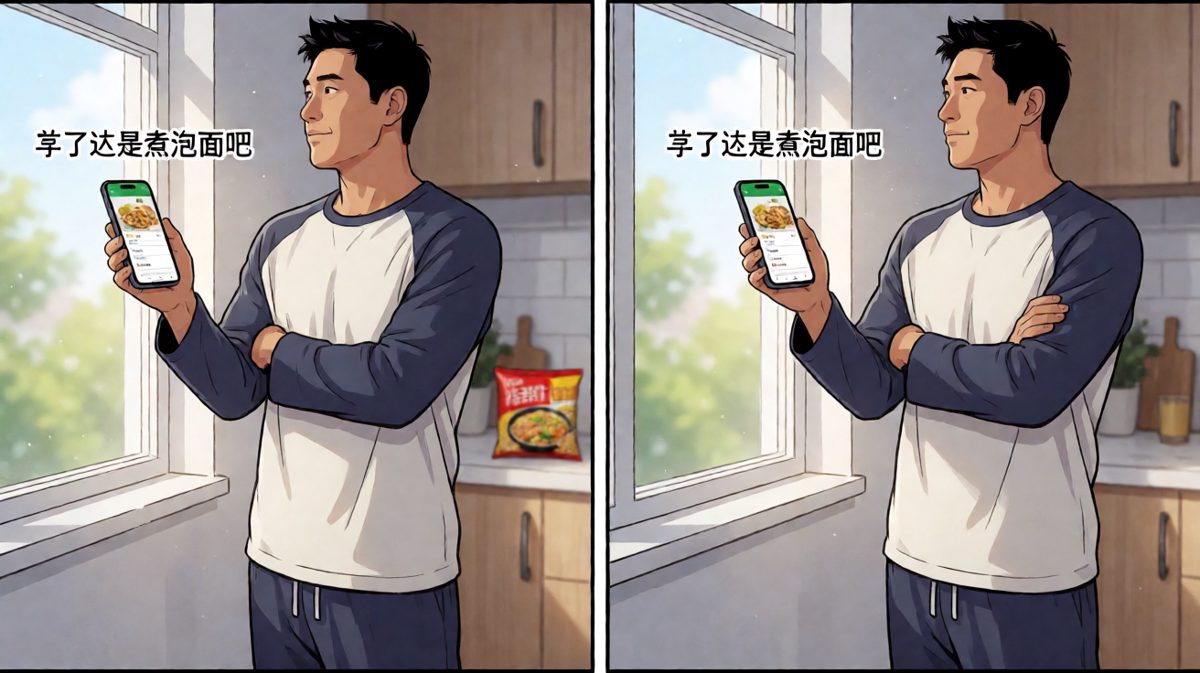 最终，这位选择困难症患者选择了泡面。