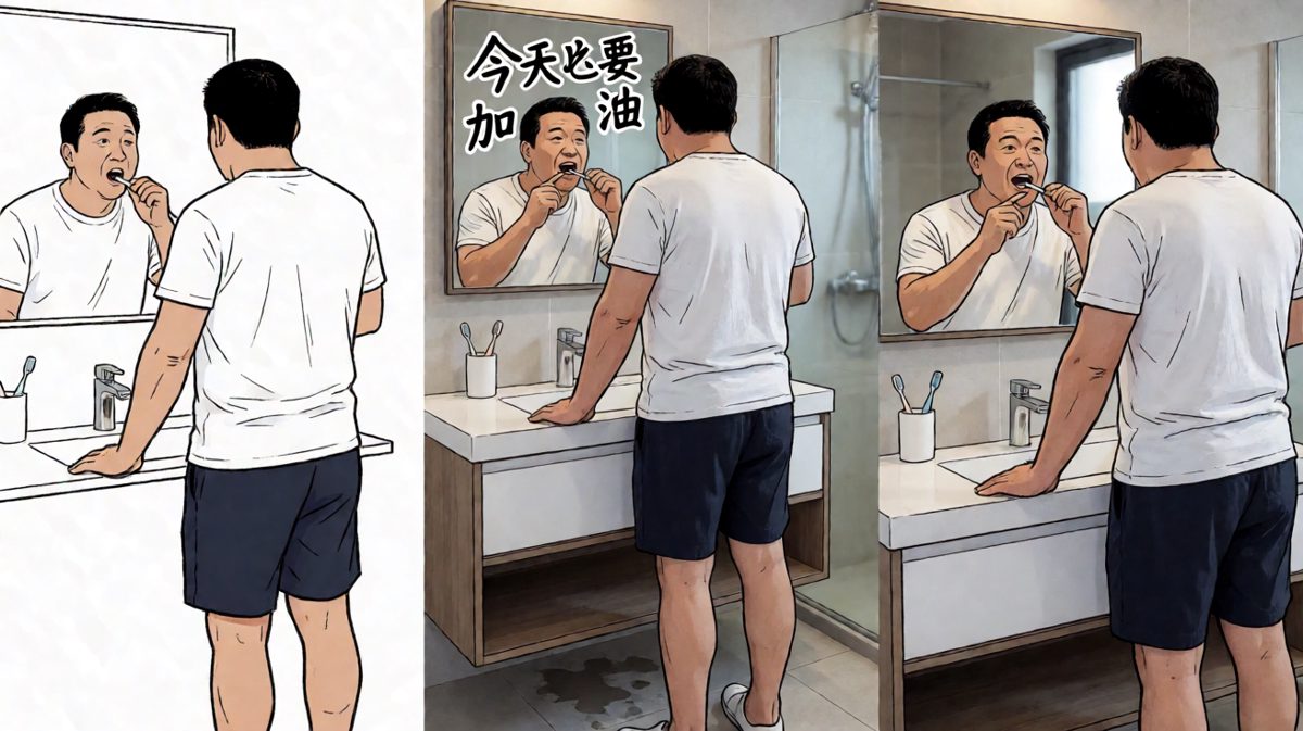 刷牙刷到忘记自己是谁