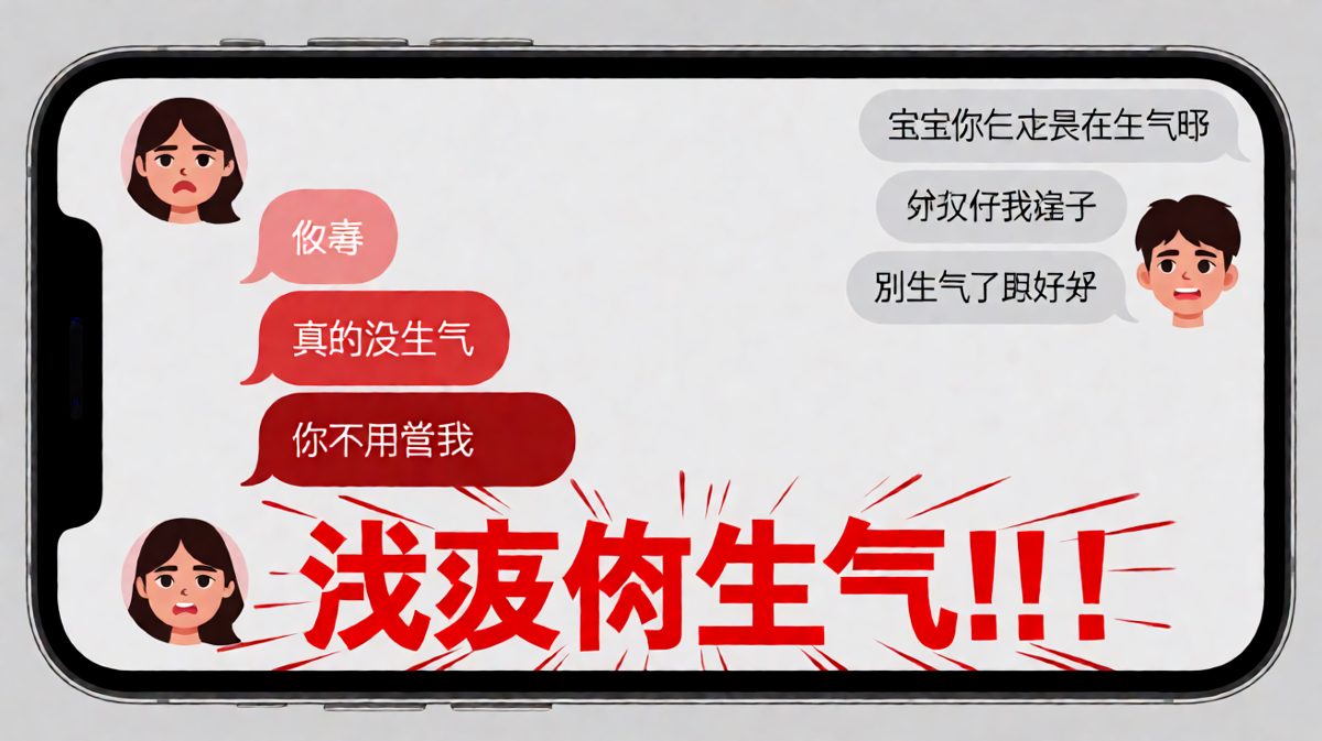 当女生连说三个"没事"，男生已经陷入恐慌的连环追问