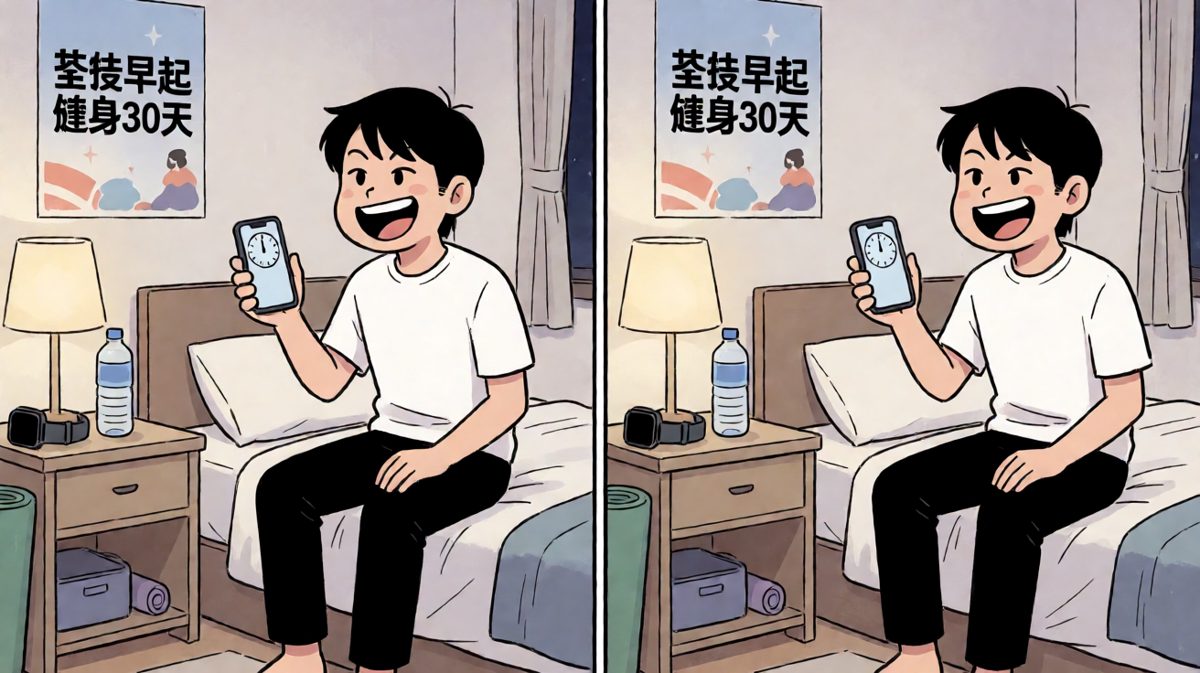 信心满满设定闹钟，准备开启健身人生