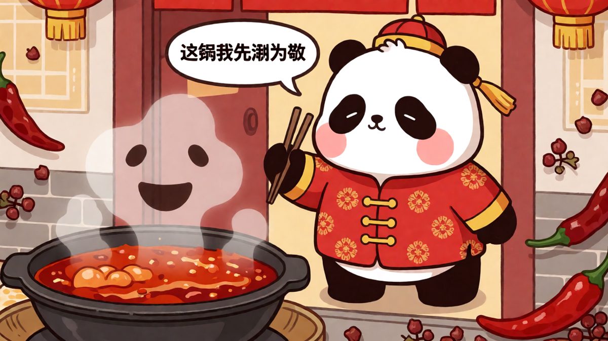 熊猫吃火锅，这锅我先涮为敬