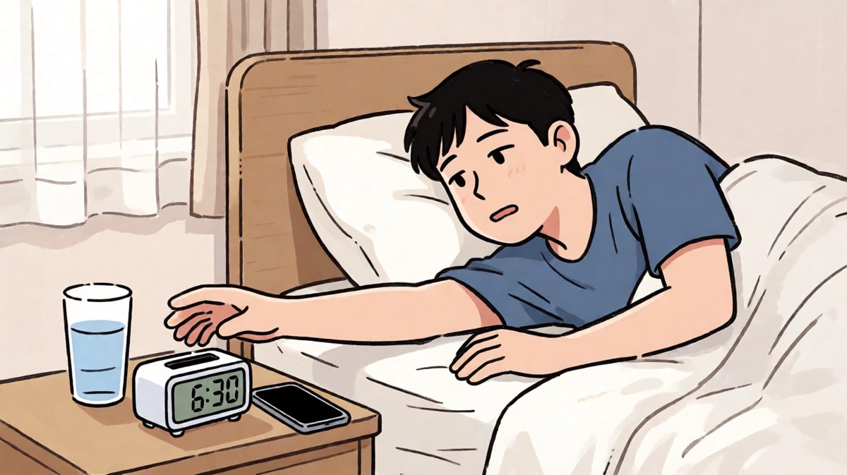 闹钟响起，伸出一只小手按掉