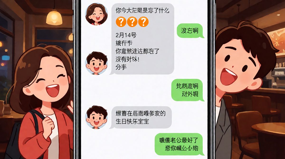 情人节当天上演'遗忘→生气→反转'三连击，最后被一份礼物轻松收买。